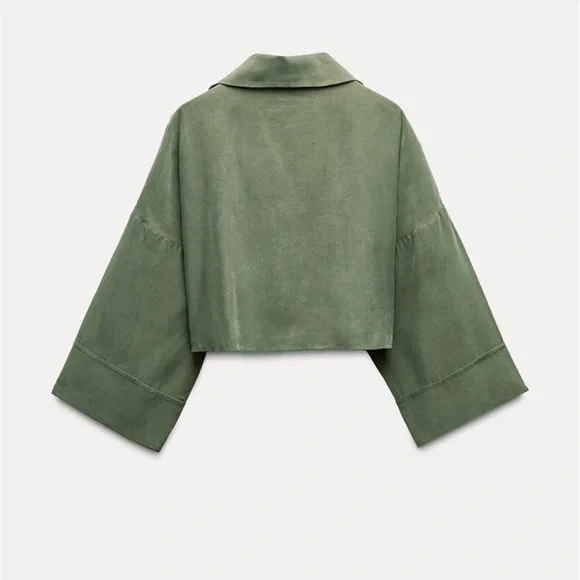 Zara Flowy Crop Top in Green - Picture 2 of 8